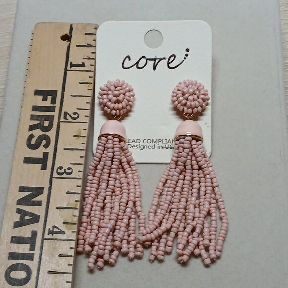 NWT Fashion Jewelry Core Pale Pink Tassel Earrings #15 - Picture 4 of 8